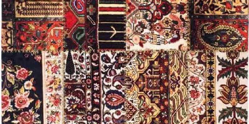 فرش چرم تکه دوزی با چیدمان دقیق قطعات چرمی مقاوم